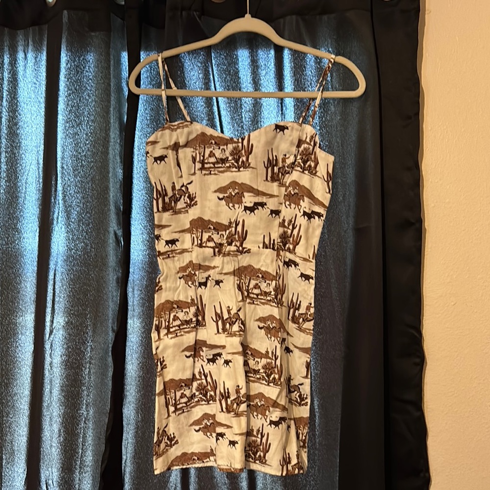 Reformation Brown and Cream Mini Dress
